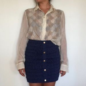 Burning Torch cream button down blouse.